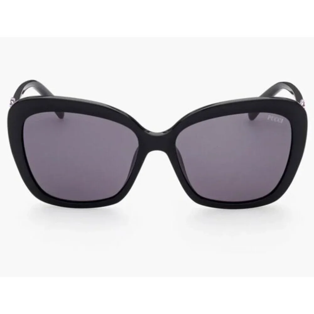 58mm Butterfly Sunglasses Emilio Pucci  Shiny Black Smoke